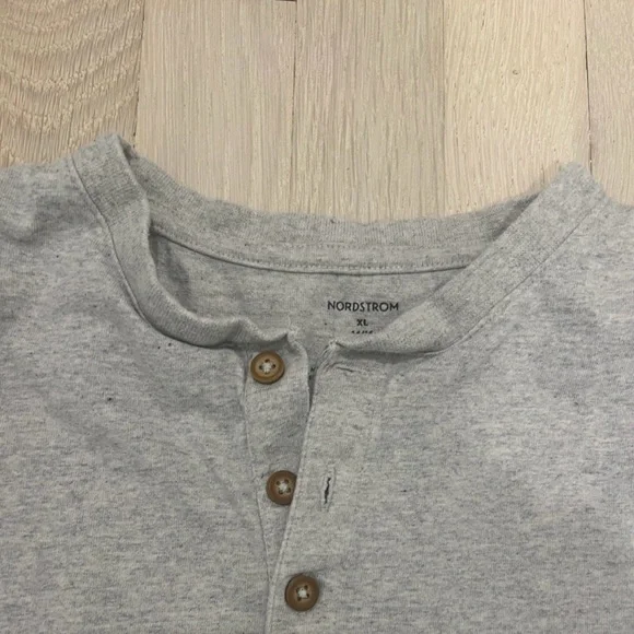 Nordstrom Kids Huxley Cotton Long Sleeve Henley Light Grey Boys XL 14-16 - Picture 2 of 5